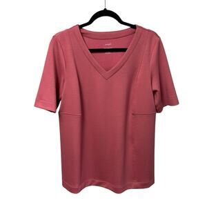 NWT J. Jill Pure Jill Pink Short Sleeve Double Knit Seamed Tunic Womens Small